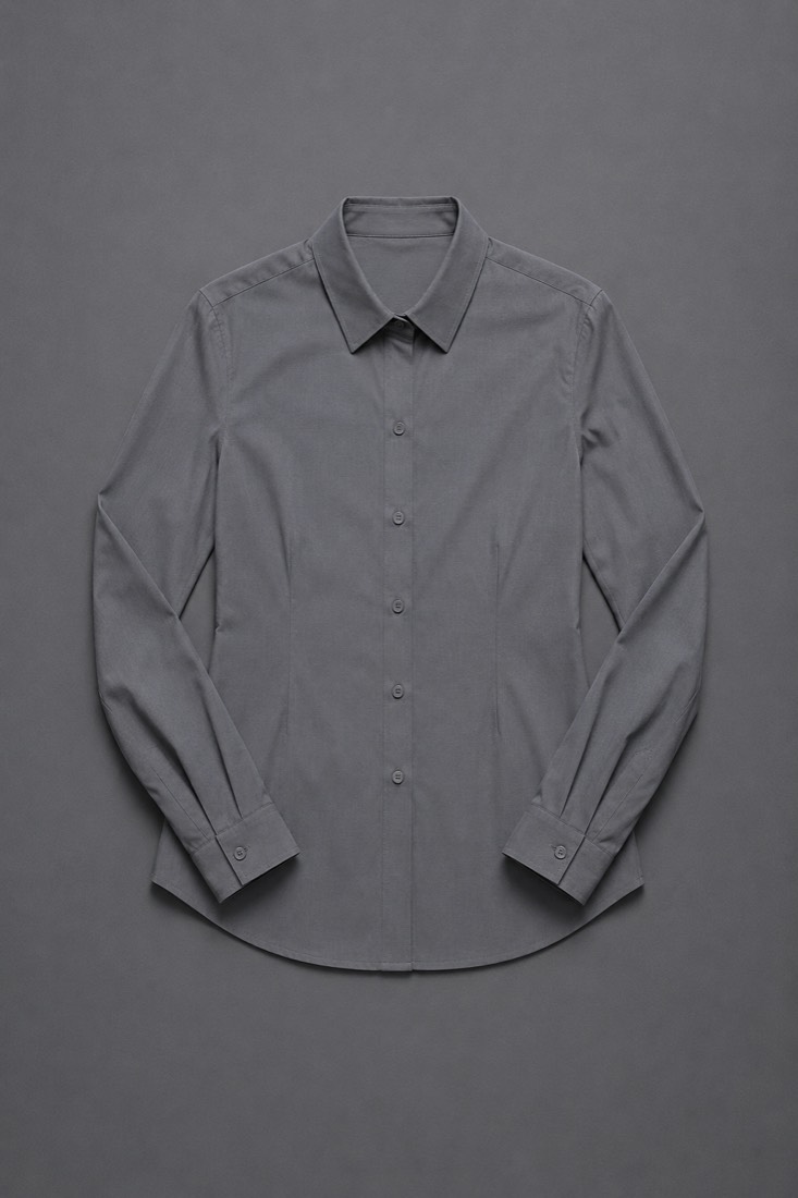 Poplin Shirt Slim laid flat.